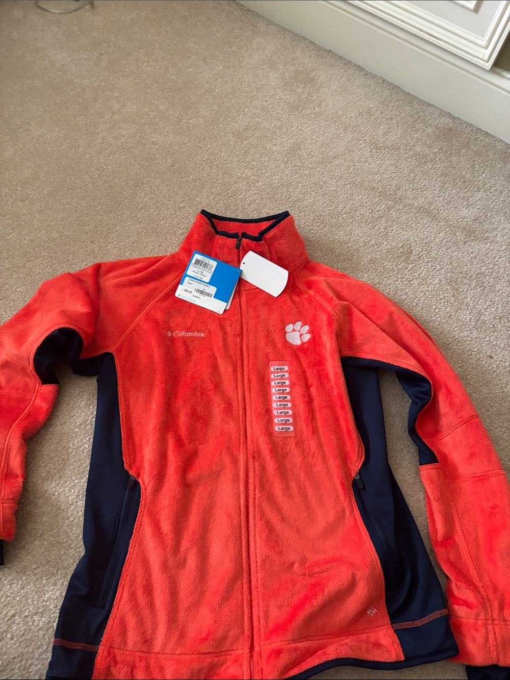Columbia women’s  Orange Fleece Jacket with Navy Panels